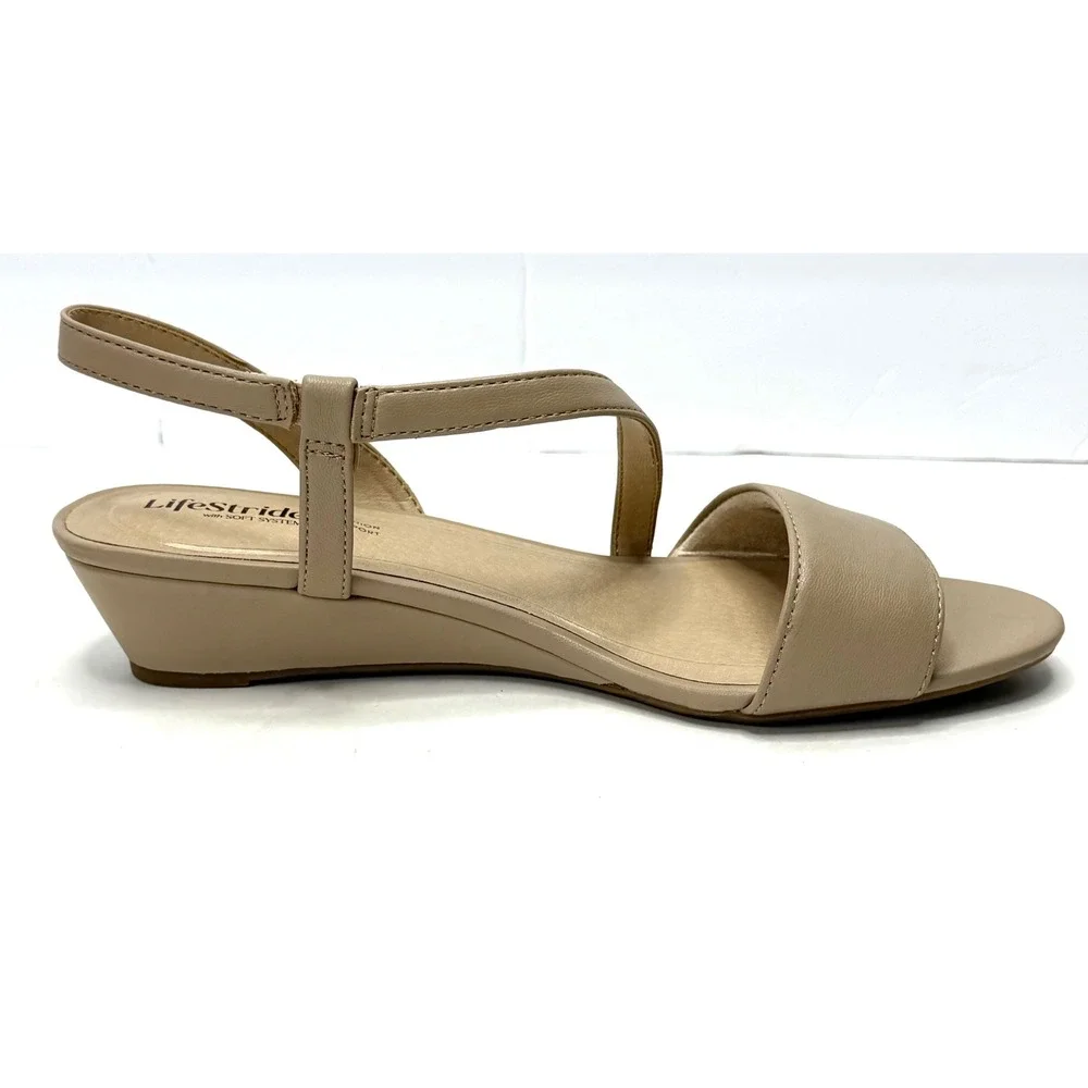 LifeStride Yasmine Strappy Wedge Sandals Heirloom Faux Leather Size 7.5M NWT/BOX